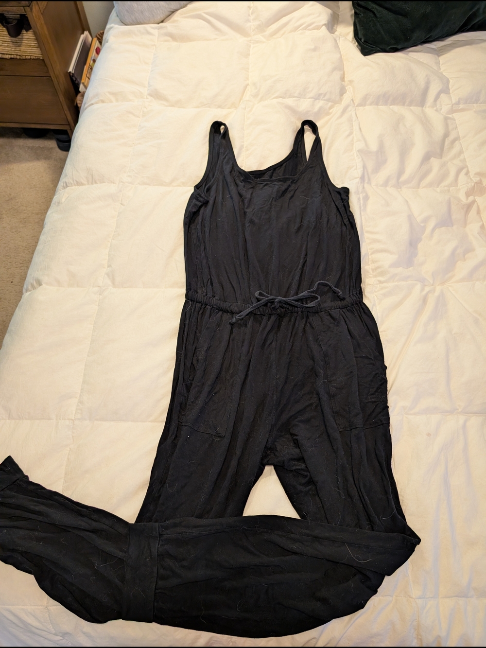 Aerie Black Sleeveless Jumpsuit with Drawstring Waist